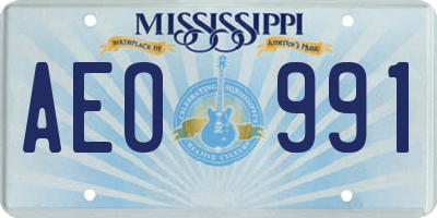 MS license plate AEO991