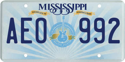 MS license plate AEO992