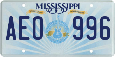MS license plate AEO996