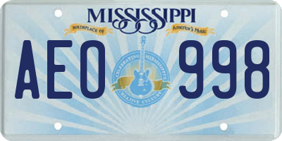 MS license plate AEO998
