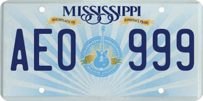 MS license plate AEO999