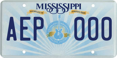 MS license plate AEP000
