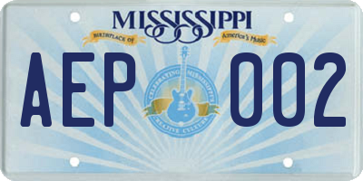 MS license plate AEP002