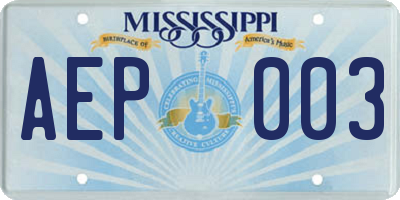 MS license plate AEP003