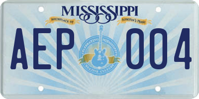 MS license plate AEP004