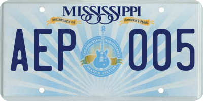 MS license plate AEP005