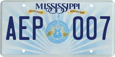 MS license plate AEP007