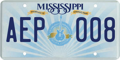 MS license plate AEP008