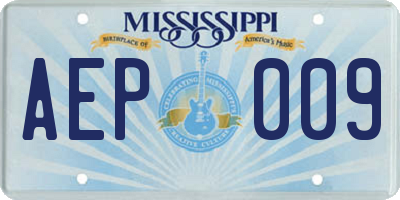 MS license plate AEP009