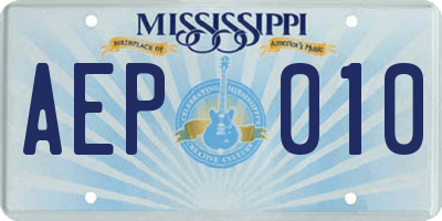 MS license plate AEP010