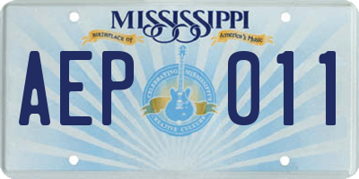 MS license plate AEP011