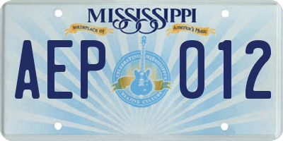 MS license plate AEP012