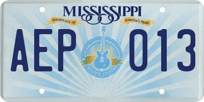 MS license plate AEP013