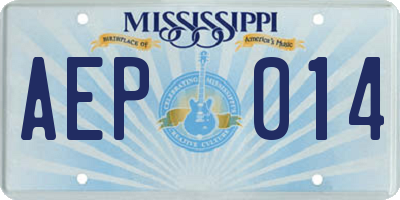 MS license plate AEP014