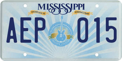 MS license plate AEP015