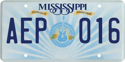 MS license plate AEP016