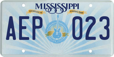 MS license plate AEP023