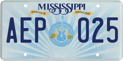 MS license plate AEP025