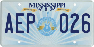MS license plate AEP026