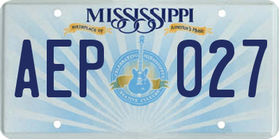 MS license plate AEP027