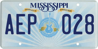 MS license plate AEP028