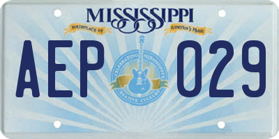MS license plate AEP029