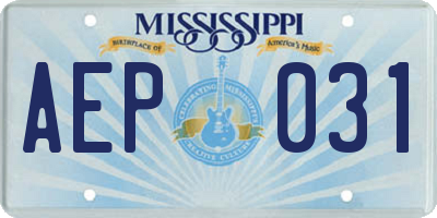 MS license plate AEP031