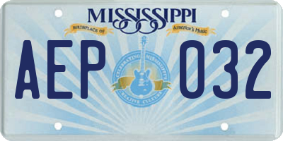 MS license plate AEP032
