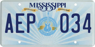 MS license plate AEP034