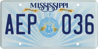 MS license plate AEP036