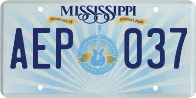 MS license plate AEP037