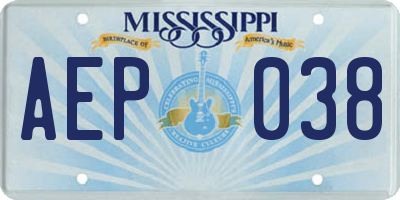 MS license plate AEP038
