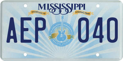 MS license plate AEP040