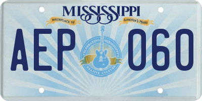 MS license plate AEP060
