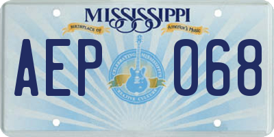 MS license plate AEP068