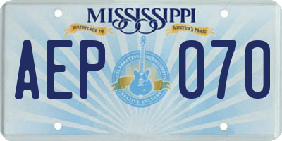 MS license plate AEP070