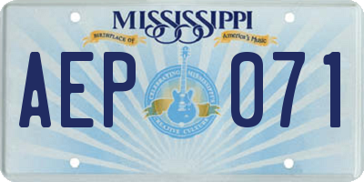 MS license plate AEP071
