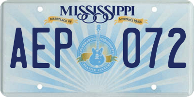 MS license plate AEP072