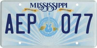 MS license plate AEP077
