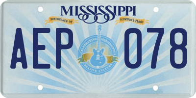 MS license plate AEP078