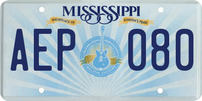 MS license plate AEP080