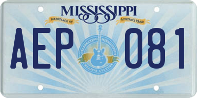 MS license plate AEP081