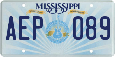 MS license plate AEP089