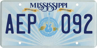 MS license plate AEP092