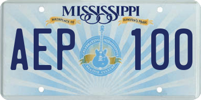MS license plate AEP100