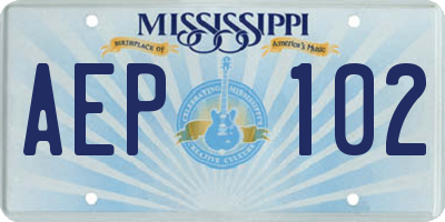 MS license plate AEP102