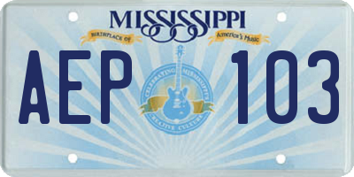 MS license plate AEP103