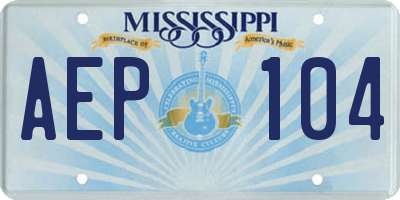 MS license plate AEP104