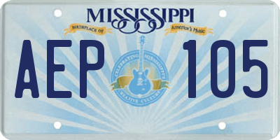 MS license plate AEP105