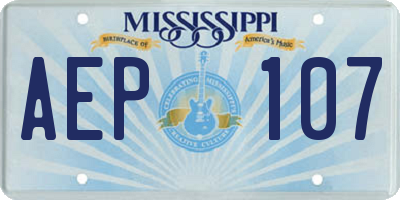 MS license plate AEP107